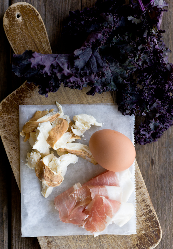kale, smoked cheddar, prosciutto, egg