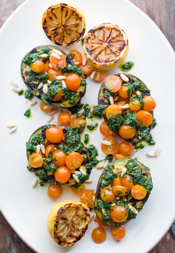 Grilled Avocados with Cherry Tomatoes and Fresh Herbs gluten-free appetizer