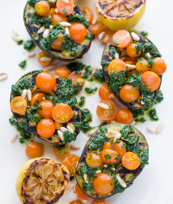 Grilled Avocados with Cherry Tomatoes and Fresh Herbs gluten-free appetizer