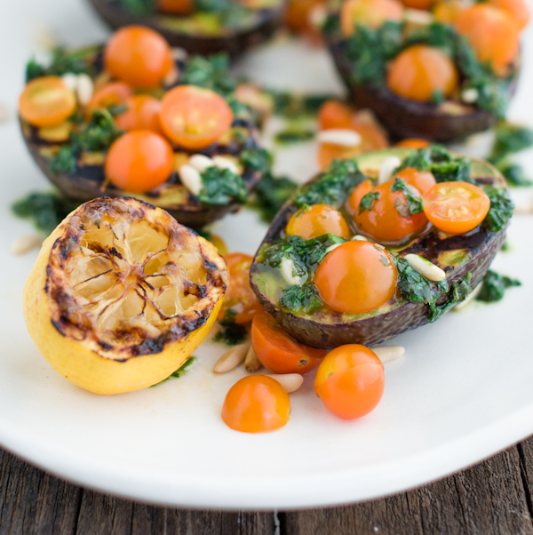 Grilled Avocados with Cherry Tomatoes and Fresh Herbs gluten-free appetizer